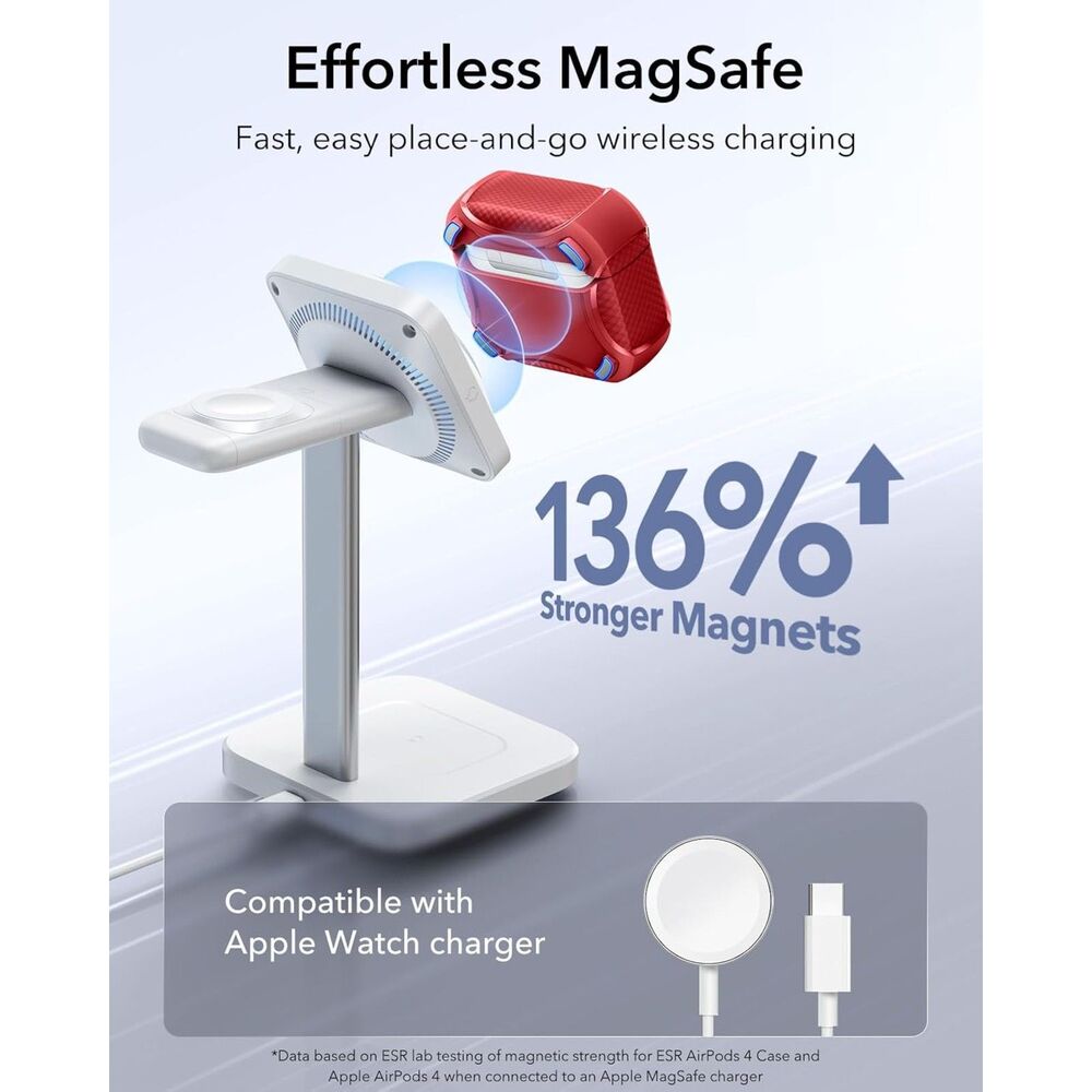 ESR Cyber/Orbit Hybrid Case for AirPods 4 & 5 - Red MagSafe Magnetic Lid Cover